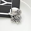 Vintage Punk Tête de mort Pin's (épinglette Halloween tête de mort squelette avec chapeau et fleur Rose Broche pour fête #3
