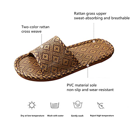 4 Pairs Grass Rattan Slipper in Summer, Travel, Hotel, Home Wooden Floor Bamboo Slippers,Open-Toed Slippers are Non-Slip2