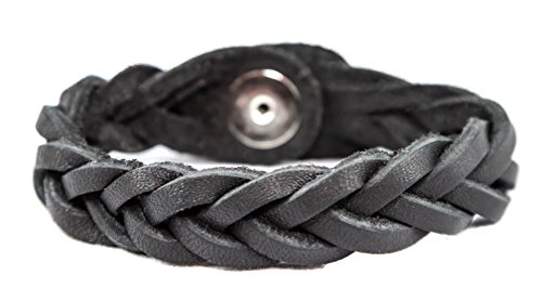 Essential Oil Aromatherapy Diffuser Bracelet, Braided Leather, Unisex (Large/Adult, Black)