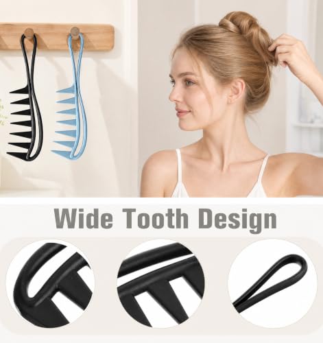 Set de 4 peines de dientes anchos para desenredar cabello miniatura 3