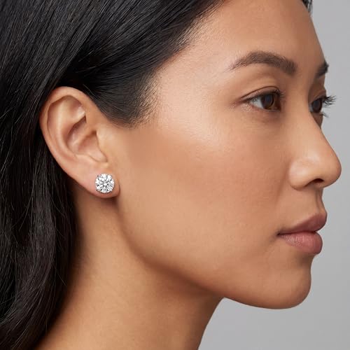 Image of Privosa - Lab Grown Diamond Stud Earrings in 14K Gold | 0.25-6.00 Carat. D-E, VVS1-VVS2 clarity, Round Brilliant, 3-Prong, Screw-Back Post. 14K White or Yellow Gold. Made in USA