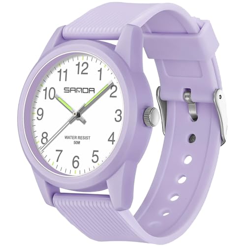 VOSO Kids Analog Watches for Boys Girls 50M Waterproof Watches Learning Time Children Watch Easy to Read for Ages 3-12 Kids Birthday, Christmas Day, Children's Day Gifts (Purple)