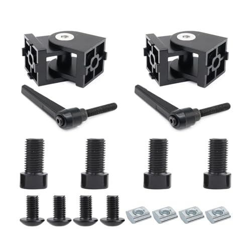 BLCCLOY 2 Sets Black 25 Series 10 Series Aluminum Extrusion Pivot Hinge Swivel Degree Angle Bracket with Hardware Accessories Handle for 1010 1020 2525 T Slot Extruded Aluminum Profile