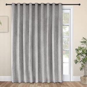 Macochico Extra Wide 100% Blackout Curtains for Sliding Door Thermal Curtains for Bedroom Living Room Nursery Room Divider Dark Grey Modern Grommet Curtains with Tieback 100" Wx96 L 1 Panel