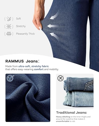 Image of Rammus Straight Leg Jeans for Women | Stretchy, Pull on, Sweatpant Jean, High Waisted, Denim Pants, Trendy, Jeggings, Bootcut, Comfortable