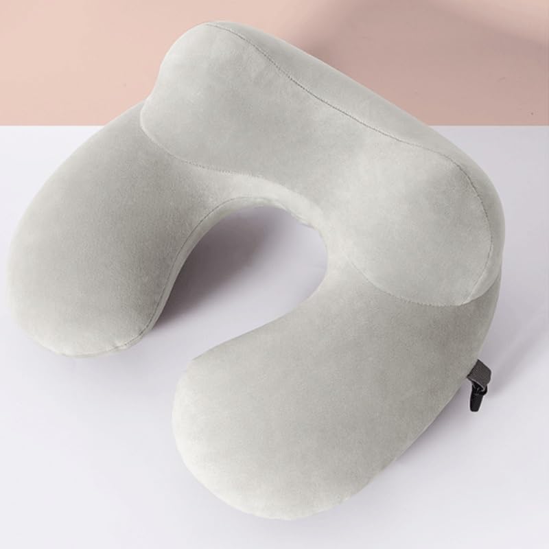 Inflatable U-Shaped Pillow Portable Mouth Blow Inflation Travel Neck Support image 2