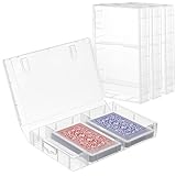 4 PCS Plastic Bridge Size Playing Cards Boxes, Snaps Closed Empty Plastic Storage Box, 2 Decks Bridge Card Case, Playingcard Storage Clear Business Trading Card Case for 3.4x2.2inches Cards