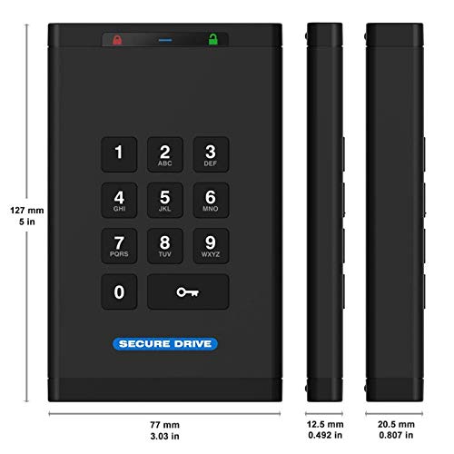 Securedata Securedrive Kp 1Tb Hardware Encrypted Usb 3.0 External Drive Fips 140-2 Level 3 Unlock Via Keypad Taa Compliant, Cjis, Hipaa, Cmmc, Gdpr Compliant, Works With Mac And Win Free Av #TOP2
