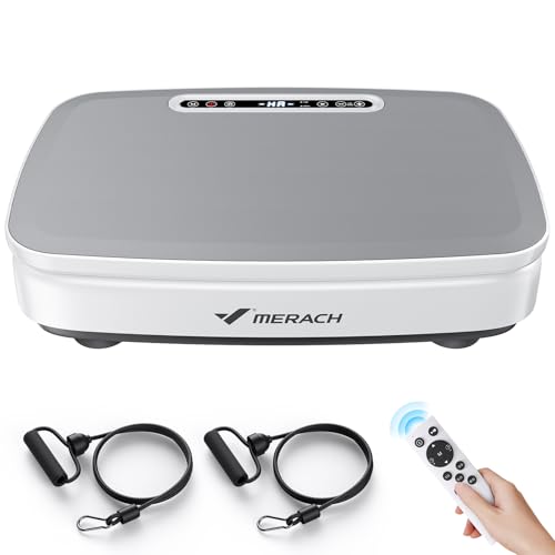 MERACH Vibration Plate Exercise Machine With 2 Tension Ropes, LED Display - Workout Equipment for...