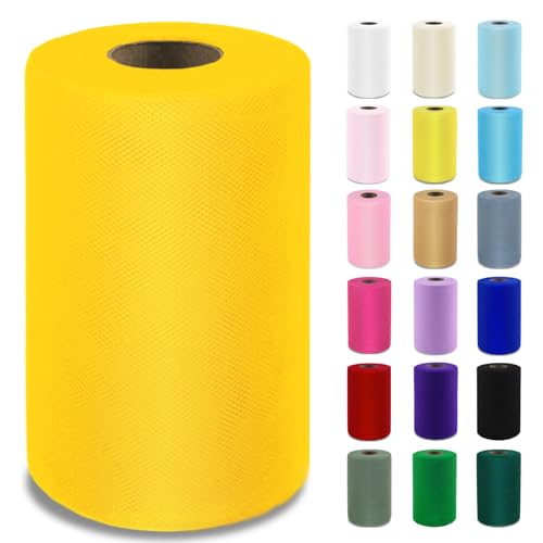Image of Empire Yellow Tulle Fabric Roll 6 Inch x 100 Yards Tulle Ribbon