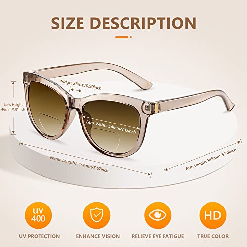 Easy Read Bifocal Reading Sunglasses For Women，Fashion Sun Readers Uv400 Protection thumb #4