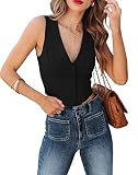 Sunborui Women's Business Button Up Sleeveless Vests Fully Lined V Neck Regular Fitted Jacket Waistcoat (Black,Large,Large)