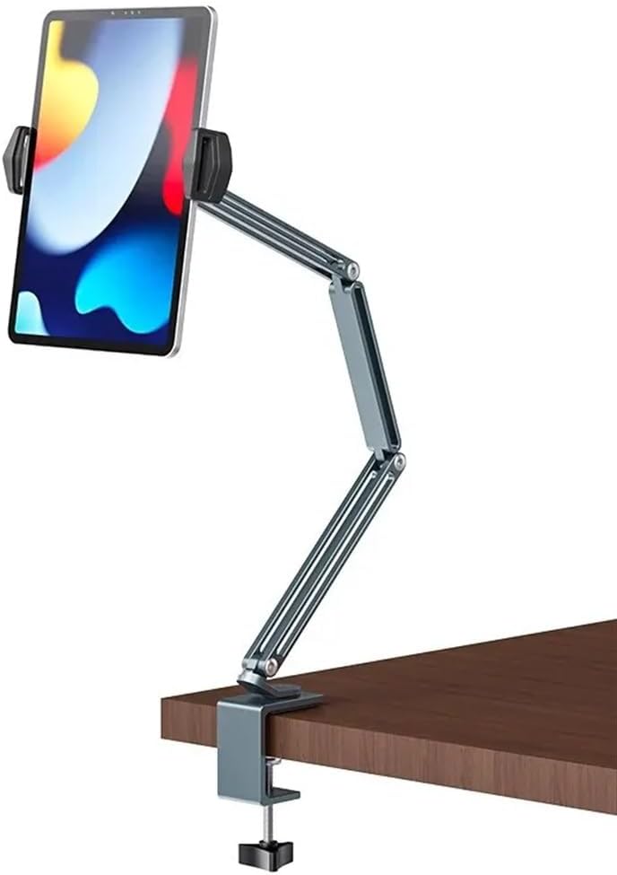 Desk Bed Tablet Stand Adjustable Mobile Phones Tablets Aluminum Arm Mount Support(White-Fruit peach5)