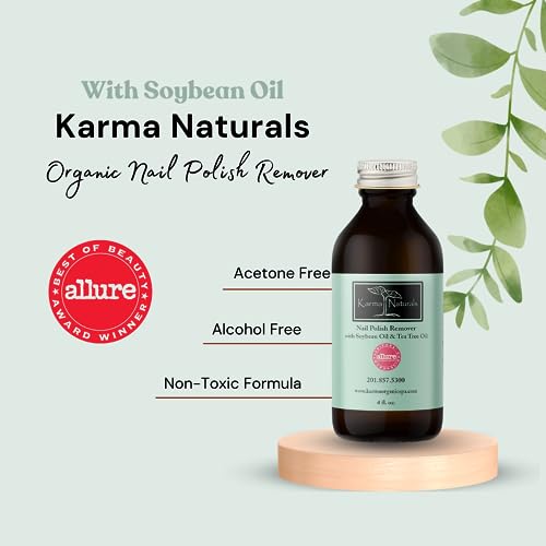 Karma Organic Nail Polish Remover with Soybean Oil and Tea Tree Oil- Non Toxic, Vegan, Cruelty Free, Acetone Free – Nails Strengthener for Fingernails – 4 fl. Oz - Thumbnail 3
