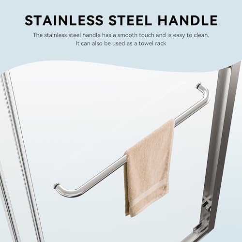 Image of 44-48 inch W x 72 inch H Bathroom Double Sliding Shower Door, Semi-Frameless Shower Glass Doors with 1 /4 inch (6mm) Clear SGCC Tempered Glass and Stainless Steel Handles, Easy to Install, Chrome