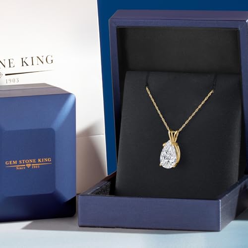 Gem Stone King 3 to 5 Carat 10K Yellow Gold IGI Certified Pear Shape Lab Grown Diamond Teardrop Pendant Necklace For Women | E-F Color | VS1-VS2 Clarity | With 18 Inch Gold Chain4