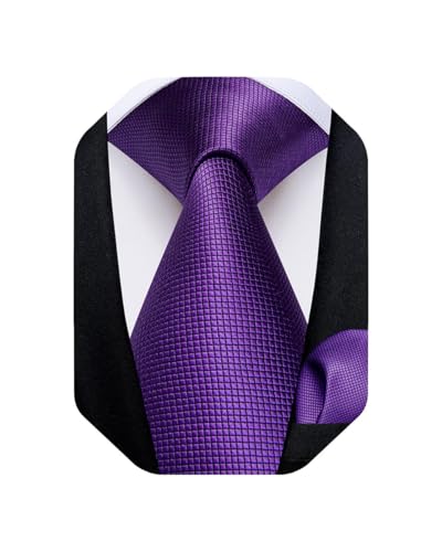Image of DiBanGu Mens Solid Color Tie and Pocket Square Set Woven Silk Plain Necktie & Handkerchief for Men Wedding Party Formal