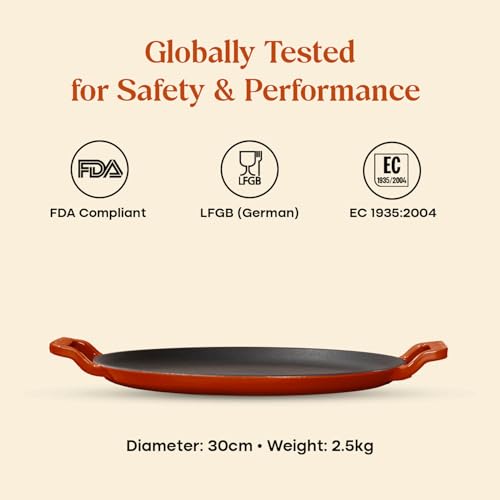Image of CUMIN CO. Cast Iron Non Stick Dosa Tawa 30 cm | Induction Base Cookware | 10 Year Warranty | Chemical Free Coating | Non Toxic Tawa for Dosa /Chilla | Free Accessories | No Seasoning Needed | Rust