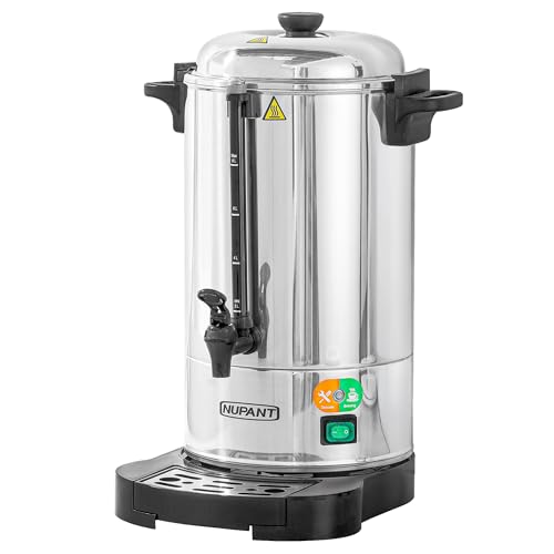 Image of NUPANT Commercial Coffee Urn 50 Cup /8L Coffee Dispenser with Upgraded Percolator, Double Wall 304 Stainless Steel Hot Water Urn Beverage Dispenser, Keep Warm Large Coffee Maker for Catering Party