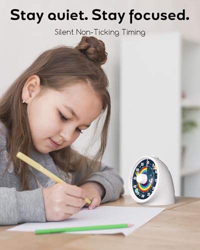 BellMan Visual Timer with Pause Button, 60 Minute Countdown Rainbow Timer for Kids and Adults with Silent Operation, Study and Meetings Time Management Tool, Design for Home, Office and Gift, White - Image 5