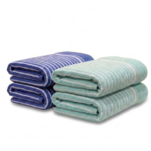 Image of Athom Living Premium Hand Towels- Cotton, 400 GSM, Ultra Soft, Quick Dry, Highly Absorbent | for Hand, Kitchen and Gym | 60 * 40 cm, Pack of 4 (Blue & Sea Green)