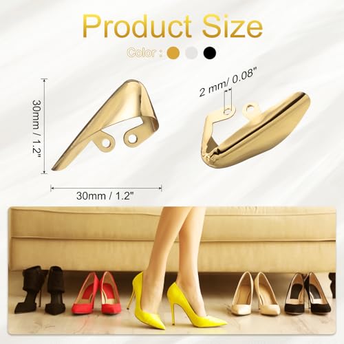 Image of uxcell 6Pcs Metal Shoes Pointed Protector High Heel Toe Caps Cover Durable Shoe Tip Cover Pointed Shoe Head Tips Cap for Shoe Protection Repair, Shoe Protection (Gold /Silver /Black, 30mm)