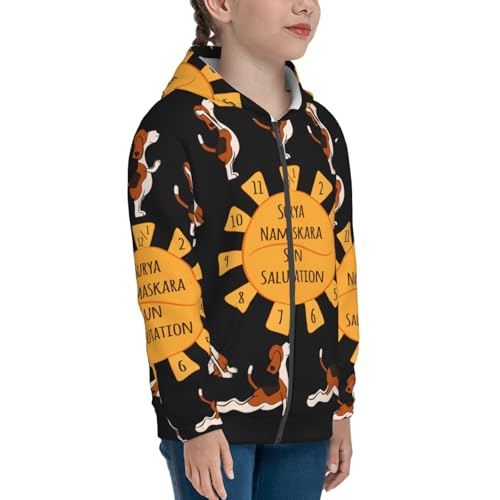 Beagle ​​Doing Yoga Kid Hoodies Boys Zip Up Sweatshirts Girls Pullover with Pocket4