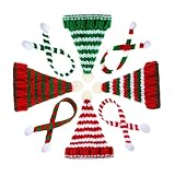 GHAMYEE 8pcs Mini Santa Hats for Crafts Knitted Santa Hats Bulk 3 Inch Christmas Tiny Hat and Scarf Set DIY Xmas Decor