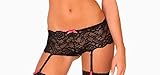 Rene Rofe Women's Crotchless Lace Boyleg with Removable Garters