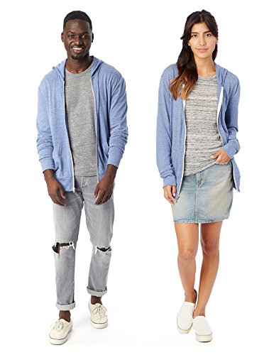 Alternative Men's Zip Hoodie, Eco Pacific Blue, Small