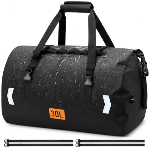 OCKLILY Waterproof Motorcycle Dry Bag, 30L Roll-top Motorcycle Tail Bag with Air Valve & Quick-fixed...