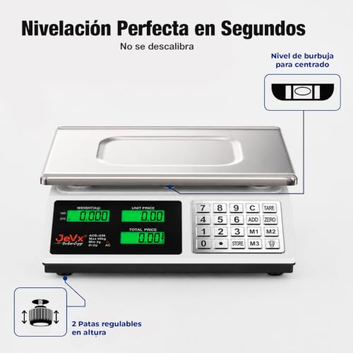 Miniatura 3 de Jevx Basculas Comerciales - Balanza Digital Profesional - Bascula Digital Comercial - Bascula Industrial - Balança - Balanza Comercial - Alta Precision De 1g, Con Cable Y Batería