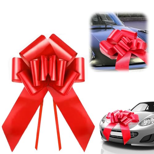 YOYEAH Lazo de coche XXL (76 cm/30 pulgadas) – lazo de regalo grande para coche, Navidad y hogar. Lazo gigante perfecto para coches y electrodomésticos, 18 cumpleaños (rojo)
