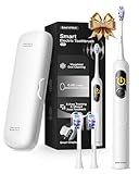 SAKYPRORAL Electric Toothbrush with AI Smart Screen for Adults Kids | 150-Day Battery, Real-Time Brushing Map | Whitening Mode, 3-Min Timer, Travel Case | Family Sonic Electric Tooth Brush (G5S White)