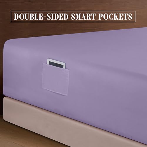 Elegant Comfort Luxury 1500 Premium Hotel Quality Microfiber 4-Piece Sheet Set - Soft, All Around Elastic 18-24 Inches Deep Fitted Sheet - Extra Deep Pocket Sheets, Full, Lavender