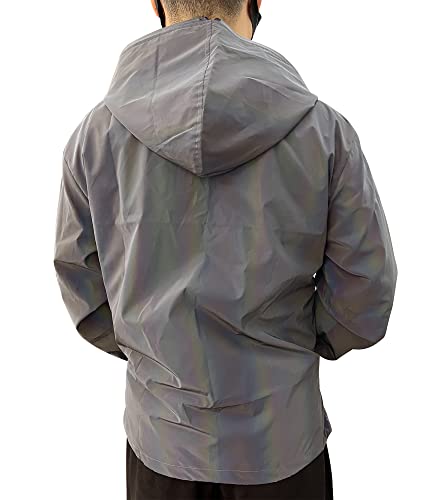 LZLRUN Rainbow Reflective Coat Hooded Windbreaker Fashion Holographic Runing Pocket Jacket High Visibility4