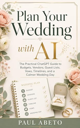 Plan Your Wedding with AI: The Practical ChatGPT Guide to Budgets, Vendors, Guest Lists, Vows, Timelines, and a Calmer Wedding Day (Plan Your Life with ... Guides for Real Life Decisions Book 1)