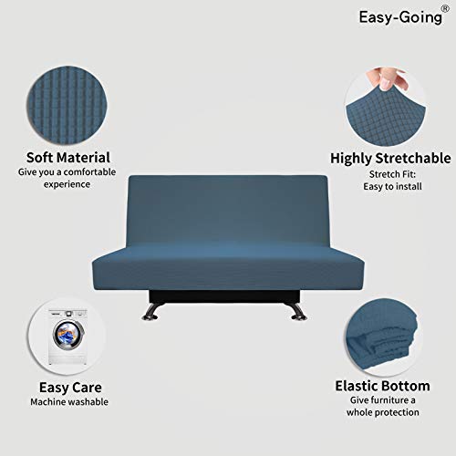 Image of Easy-Going Stretch Medium Futon Slipcover Armless Futon Cover Bluestone