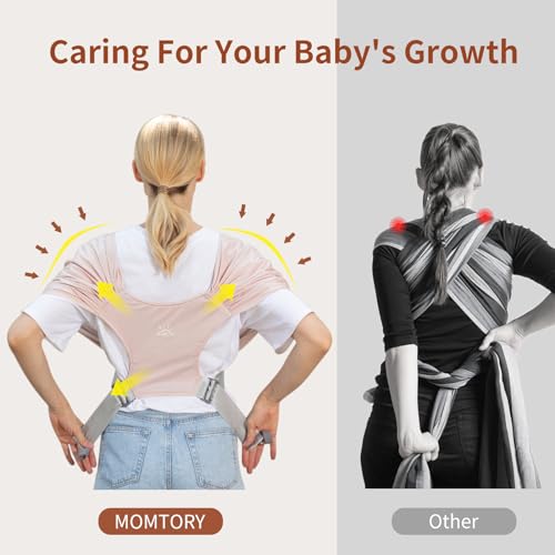 image for MOMTORY Baby Carrier Wrap，Easy to Wear Baby Sling Wrap, Newborn to T