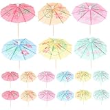 BIUDECO フルーツアンブレラスティック ピック 80個セット ドリンクパラソル ケーキトッパー ハワイアンパーティー用 おしゃれな装飾