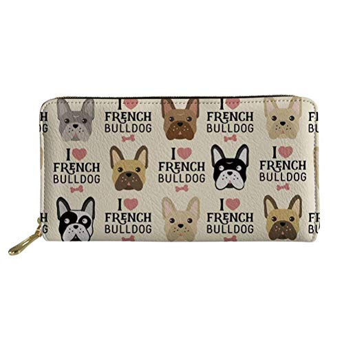Woisttop Portafogli animali carino Bulldog francese cane animale per donne ragazze borsa in pelle PU borsa da viaggio I Love Bulldog francese