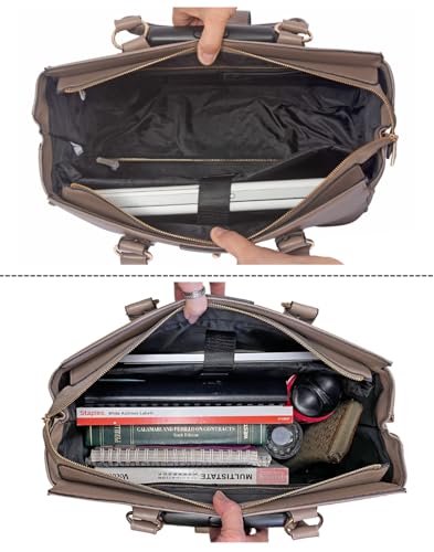 Image of JKM & Company Rolling Laptop Bag for Women | Designer Wheeled Briefcase | Fits 13-17 inch Laptops | Office Travel Computer Case (Executive Taupe)