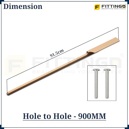 Image of Goldcrest 91.5cm Handle for Wardrobe & Cabinet /Cupboard Handle /Wardrobe Handle /900mm Hole to Hole (PVD Rose Gold) Pack of 2 (Left - Right)-| 3 Years Warranty |
