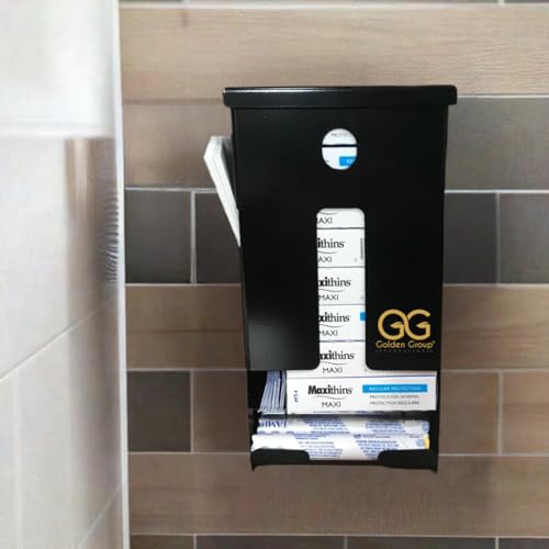 Image of Sanitary Napkin and Tampon Dispenser, pre-Filled - Compact Version, SD7000BK-PF Free Vending Black Metal
