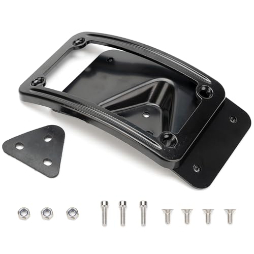 3 Hole Curved Laydown License Plate Mount with Frame Compatible with Harley Davidson Replace# 3148 (Black)