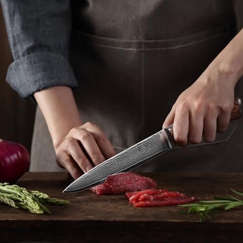 Wakoli EDIB 5-Piece Professional Damascus Kitchen Knife Set – Made from 67 Layers of Genuine Damascus Steel with VG-10 Core | Chef’s Knife Set with Ergonomic Pakkawood Handles in a Wooden Box - Image 8