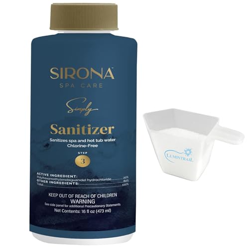 Sirona Spa Care Simply Step 3 (82317) 16 oz. - Spa Pool and Hot Tub Non-Chlorine Liquid Cleaner for Clear Clean Water - Bundle with Measuring Cup