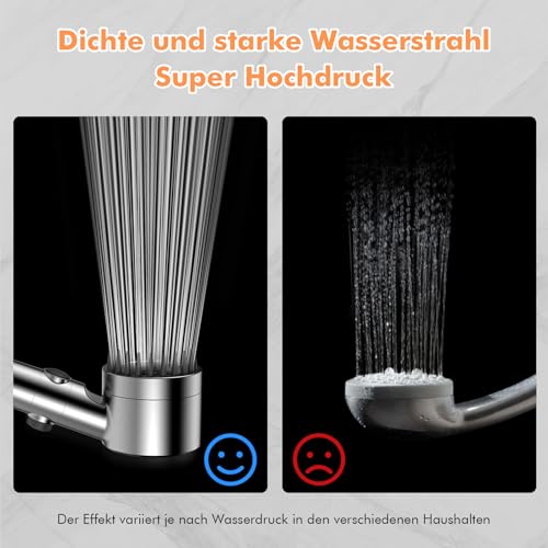 MEKO Alcachofa de Ducha con Filtro de 15 Pasos, Alcachofa Ducha Antical con Manguera de 1.5M, Filtro Ducha 3 +1 Modos de Rociado Cabezal de Ducha de Alta Presión - Plata Cromada - imagen 4