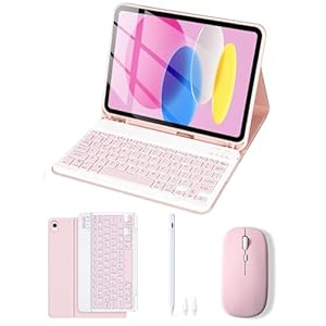 LAMA Funda de teclado para iPad con mouse y bolígrafo para iPad (A16) 11ª generación 2025/10ª generación 2022, funda de teclado desmontable para 11 pulgadas, 11ª/10.9 pulgadas, 10ª generación