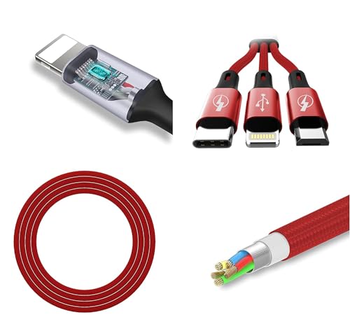 Image of SOOPII 3 in 1 Multi USB Charging Data Cable for Car, Office, Traveling and Home - 1.2 Meter Long, 2.1 A Output, Charges 3 Phone at Same time(Compatible with Apple iPhone, Micro and C Type)
